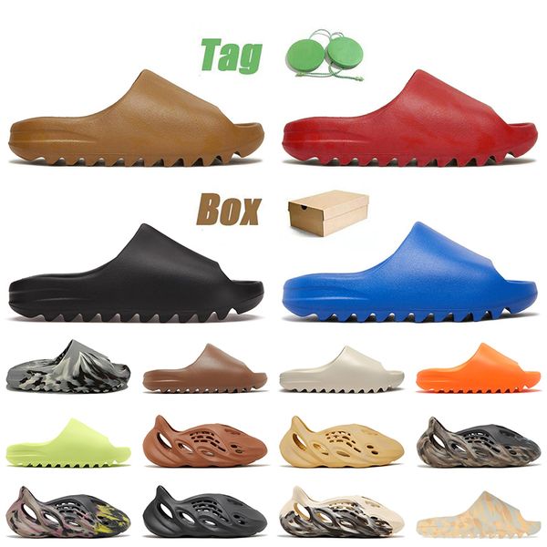 2023 With Box Kanyes Designer Slides Flax Onyx Azure Granite Grey MX Moon Cream Foam Runner Sandals Sliders Ochre Clay Red Carbon MXT Stone