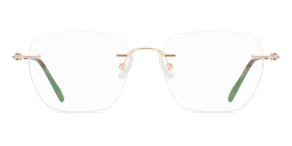 Square Rimless Titanium Men's Glasses Discount Online Gold Size 54, Free Lenses, HSA/FSA Insurance, Blue Light Block Available - SmartBuy Collection