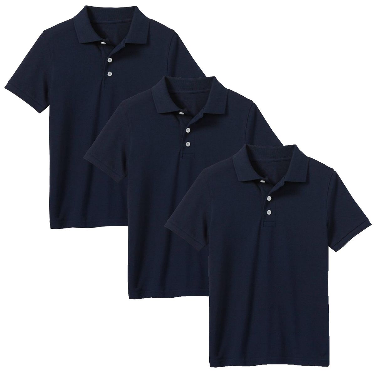Boys' Short Sleeve School Uniform Pique Polo Shirt (3-Pack)    - 3-Pack Navy - Size 14