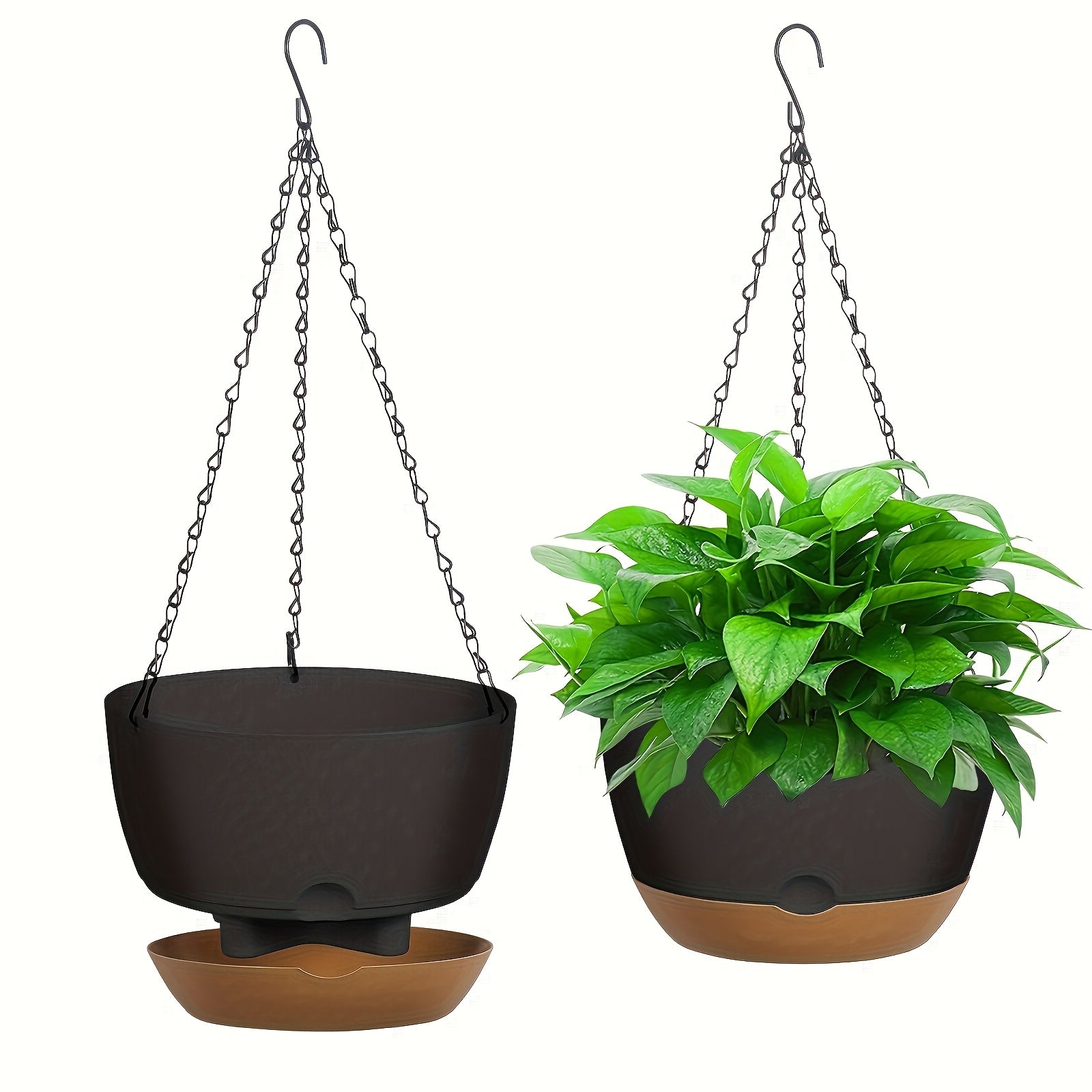 TEMU 2 Pack 10 Inch Hanging Planter For Indoor Plants, Self Watering Hanging Planter Holder Pots Outdoor, With Remoable Saucer, Drainage Holes For
