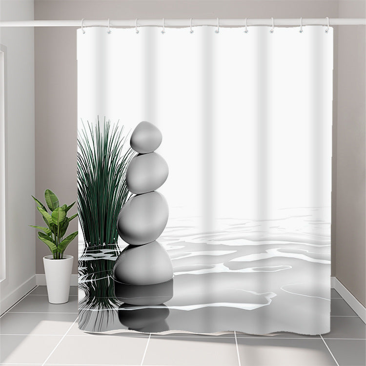 YL-37019 Manufacturers Spot Digital Printed Fabric Shower Curtain Waterproof Thickened Bathroom Partition Curtain with Hook