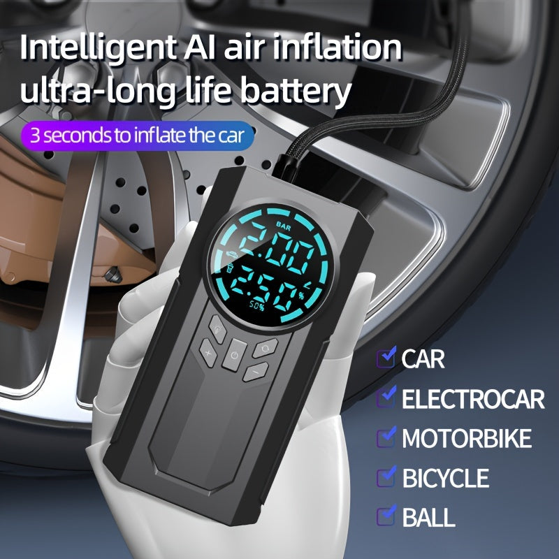 TEMU Tire Inflator Portable Air Compressor, 12v Air Pump For Car Tires, 150psi Digital Display With Tire Pressure Gauge Car Inflator Pump With Led