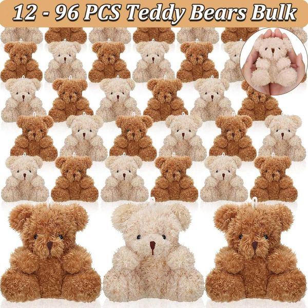 12-48Pcs Mini Bear Plush Stuffed Small Teddy Bear Bulk Animal Toy Bear Doll Keychain Par Favors for Baby Shower Valentine Z250208