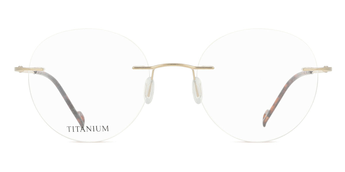 Round Round Titanium Men's  Prescription Glasses Online Gold  Size 49   Blue Light Block Available   SmartBuy Collection