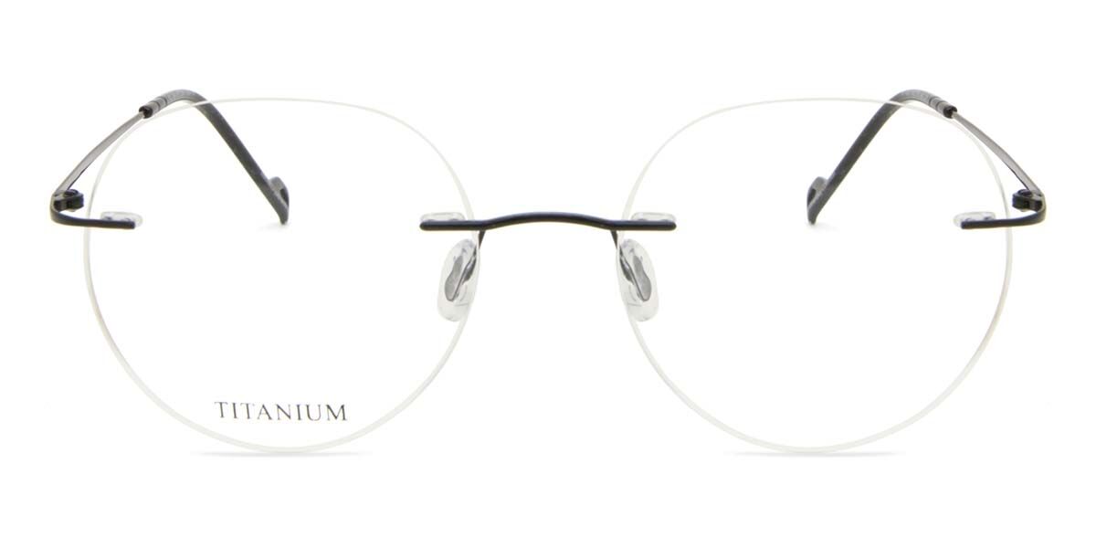 Round Round Titanium Men's  Prescription Glasses Online Black  Size 49   Blue Light Block Available   SmartBuy Collection