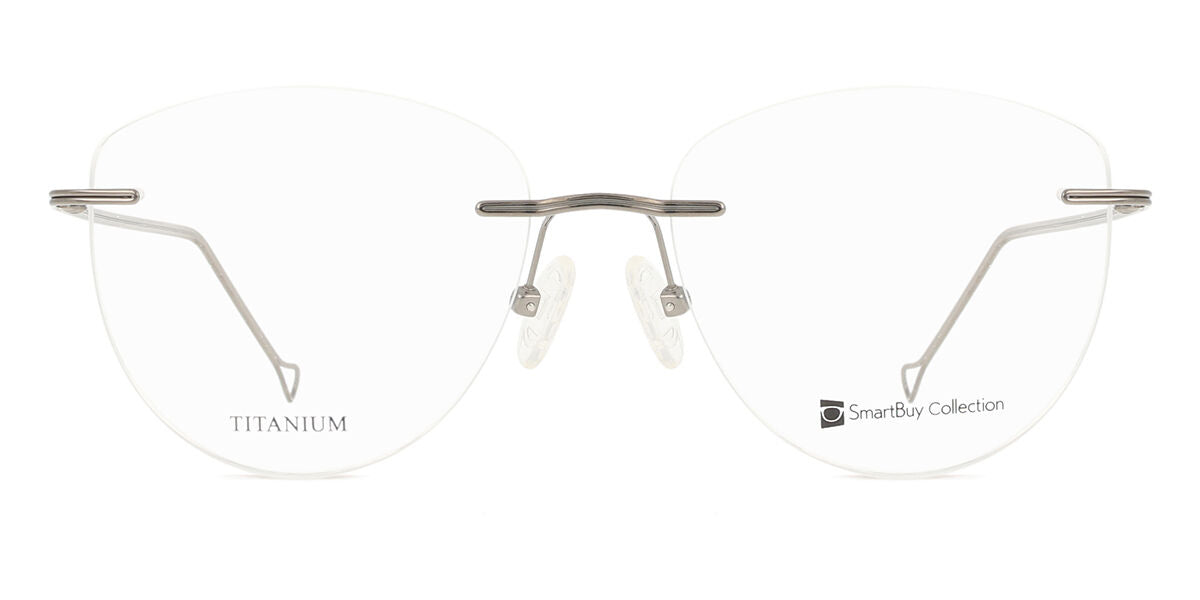 Oval Oval Titanium Men's  Prescription Glasses Online Grey  Size 53   Blue Light Block Available   SmartBuy Collection