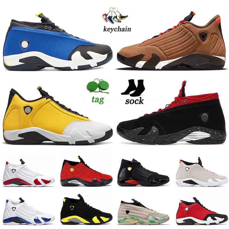 Jumpman 14 Mens OG Basketball Shoes 14 With Socks Low Laney Gym Red Lipstick Blue Candy Cane Black Toe Ginger Fortune University Gold Designer J14 S