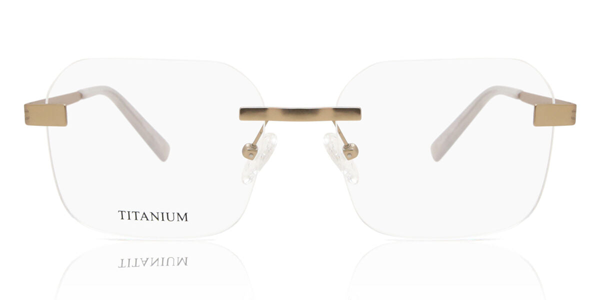 Square Rimless Titanium Men's  Prescription Glasses Online Gold Size 53 - Free Lenses - Blue Light Block Available - SmartBuy Collection