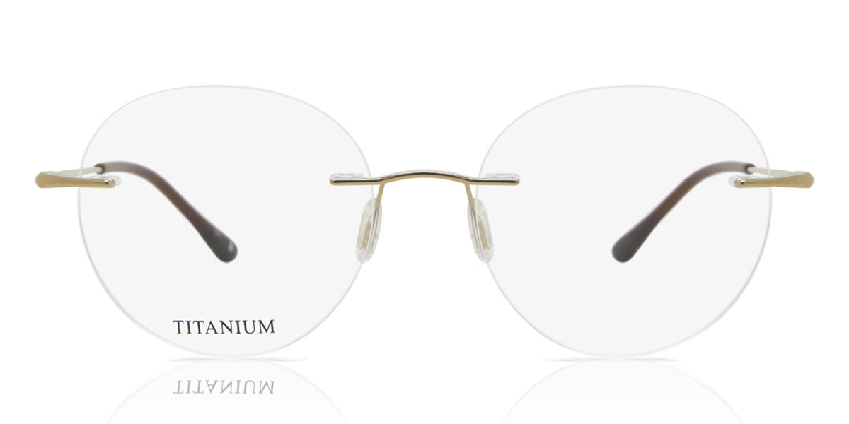Round Round Titanium Men's  Prescription Glasses Online Gold  Size 49   Blue Light Block Available   SmartBuy Collection