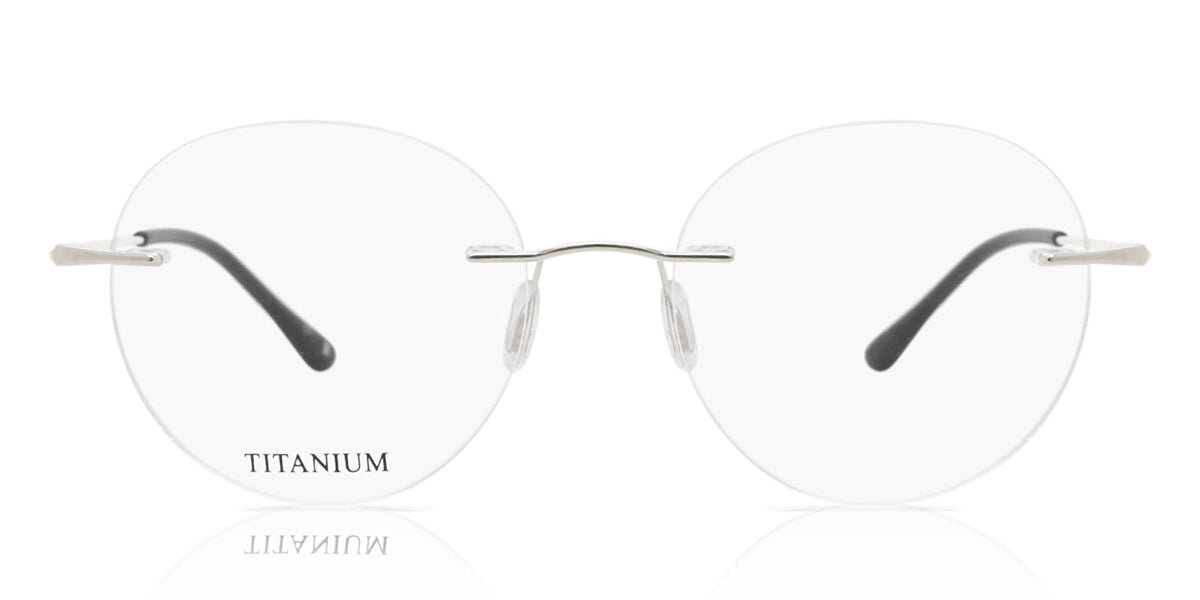 Round Round Titanium Men's  Prescription Glasses Online Silver  Size 49   Blue Light Block Available   SmartBuy Collection