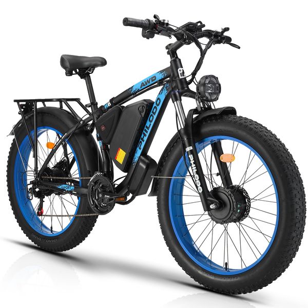 Eu Stock 2000W Double Motor 164N.m Electric bicycle 26 Inch 4.0Fat tire 48V 26AN(1248Ah) 55kM-H 75km Mileage Hydraulic brake Electric Bike F