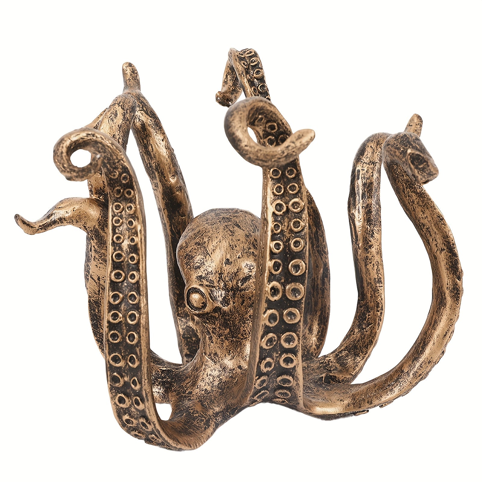 TEMU 1pc Vintage Copper Octopus Statue Coffee Table Centerpiece, Resin Octopus Sculpture, Jewelry Rack Desktop Standing Shelf, For Suitable Father's