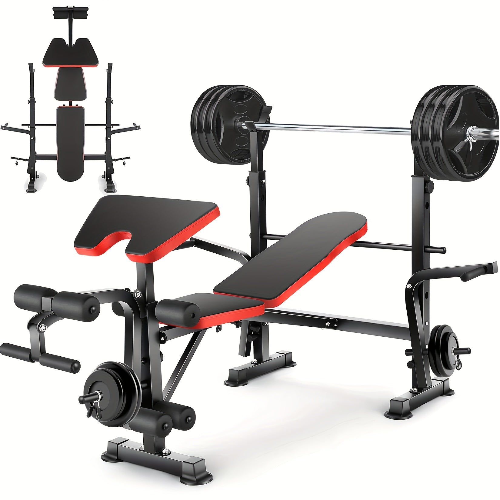 TEMU 660lbs 7in 1 Weight Bench Set With Squat Rack Leg Developer , Press Set Incline Workout Bench For Full Home Gym, Gym , Weights Bench For Working