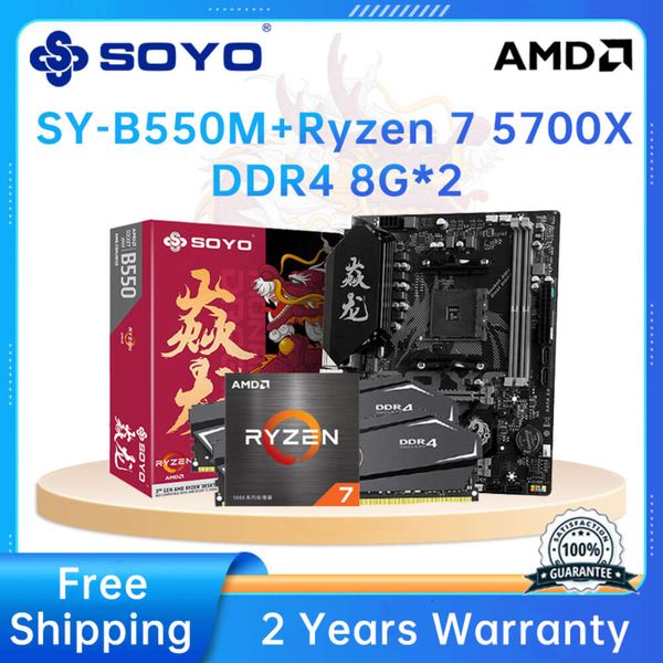 SOYO B550M gaming motherboard Ryzen 7 5700X CPU and dual channel DDR4 8GBx2 3200MHz RAM USB3.1 AMD Computer computer combinatio