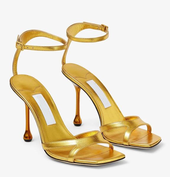 Summer Luxury Brand Women Ixia Sandals Shoes Square Toe Nappa Leather Drop Heel Party Dress Wedding Lady Gladiator Sandalias EU35-43,With Bo