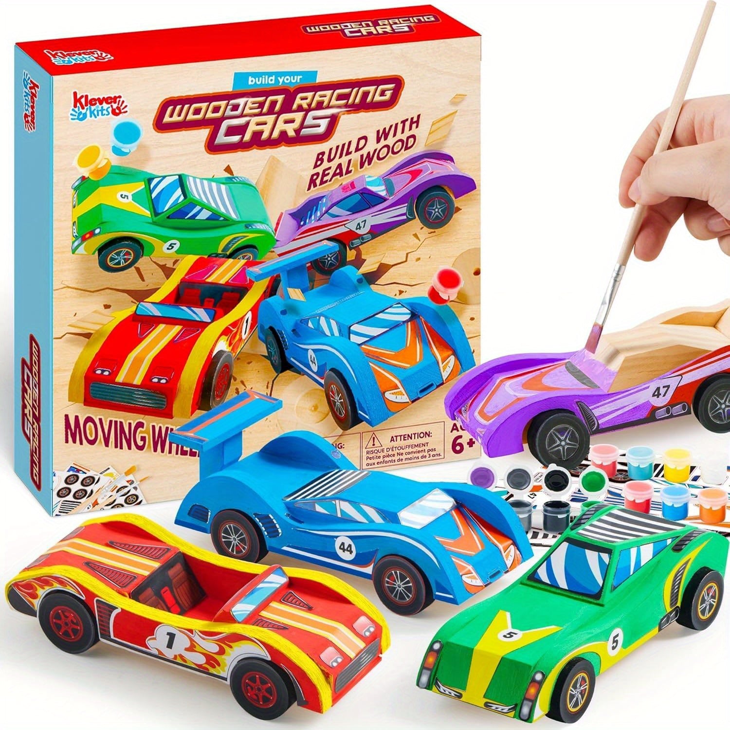 TEMU 4pcs Diy Wooden Race Cars-build Toy For Kids, Wood Craft Kit Toy, 4 Race Cars Toy, Easy To Assemble Arts Crafts Kit, Birthday Party Gifts For