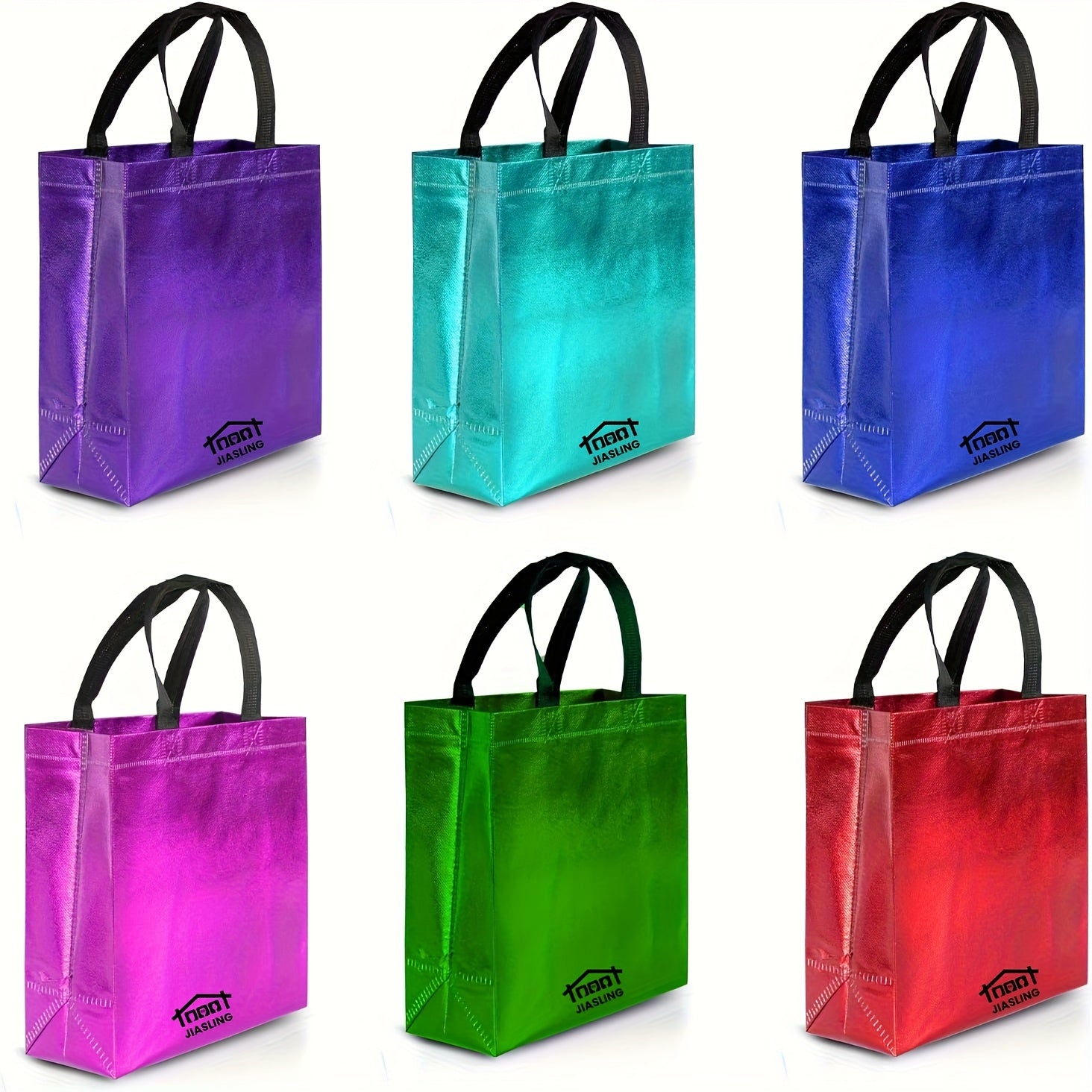 TEMU 12pcs Hot Pink Gift Bags Reusable Gift Bags With A Glossy Finish - Perfect As Pink Goodie Bags Birthday Bags Party Favor Bags Pink Blue Green