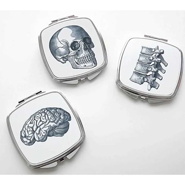 Goth Anatomical Heart Skull Anatomy Compact Mirror Halloween Medical Student Graduation Doctor Gift for Her Party Supplies Decor Y240801
