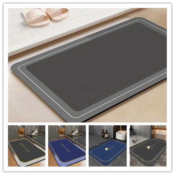 Quick Drying Diatom Mud Bath Mats Super Absorbent Carpet for Shower Room Home Bedroom Indoor Kitchen Gray Minimalist Decor RugsXJ240807