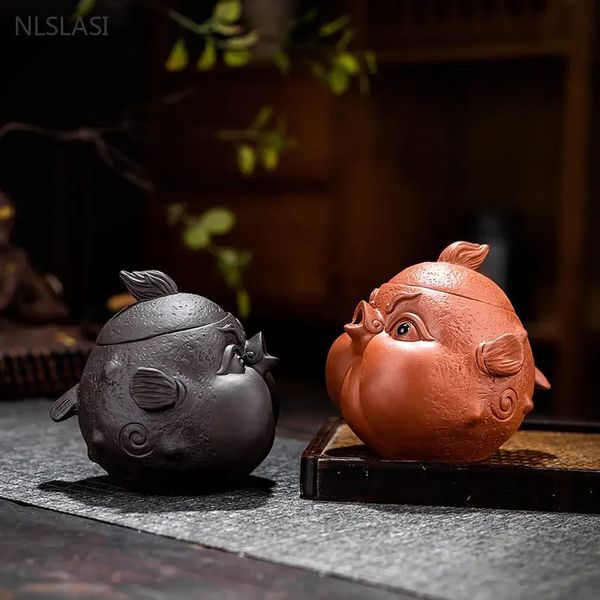 Creative Purple Clay Teapot Animal Model Beauty Teapot Classic Ball Hole Filter Teapot 240827