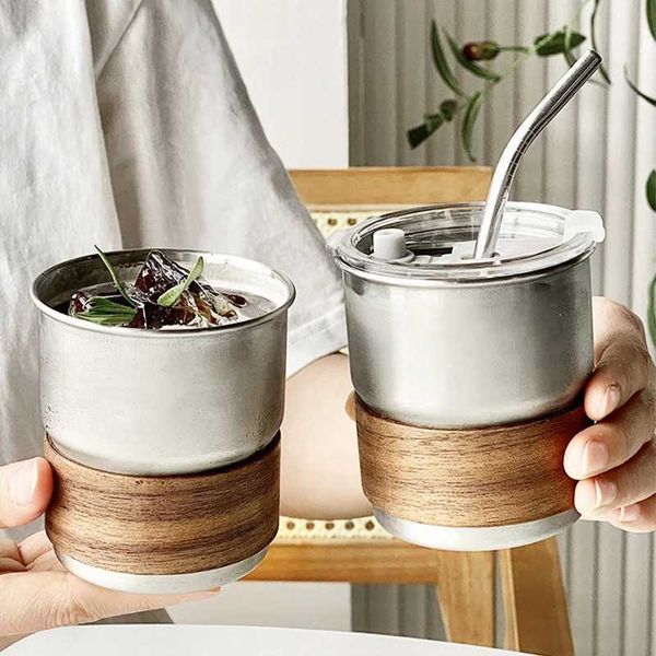280ML Coffee Cup With Lid and Straw Stainless Steel Ice Coffee Mug Beer Cups Tumbler For Travel Outdoor Camping Drinking Mugs Y240813