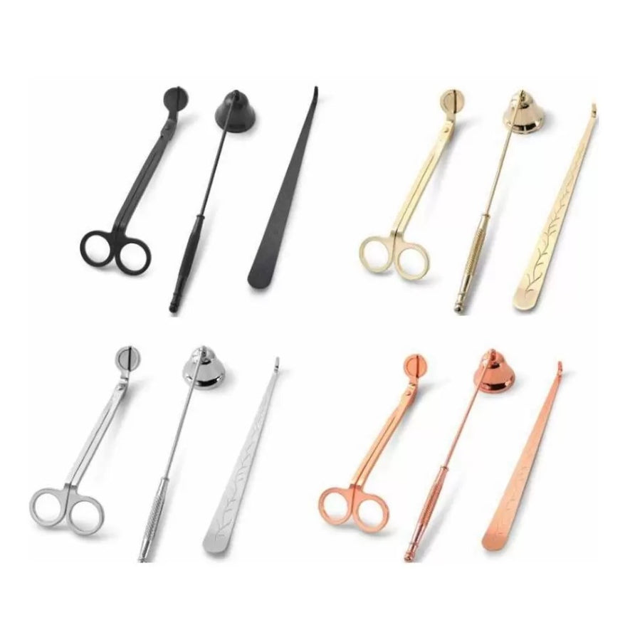 Candle Accessory Gift Pack 3 In 1 Set Stainless Steel Candles Bell Snuffers Wick Trimmer Wicks Dipper Vintage Home Deco G0522