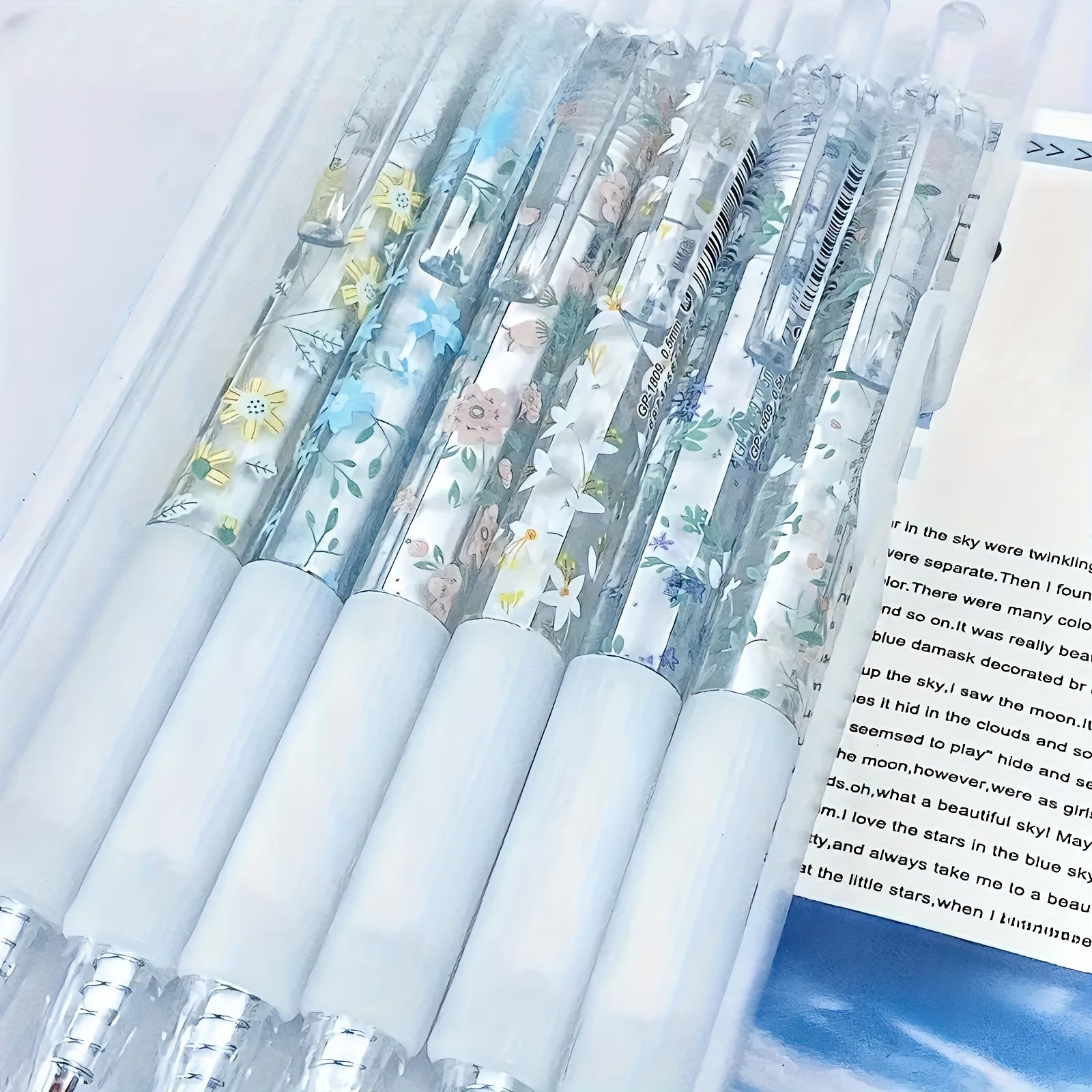 TEMU Set Of 6 Retractable Gel Ink Pens - 0.5mm, Quick-drying Black Refill, , Writing In Diaries And Office Stationery