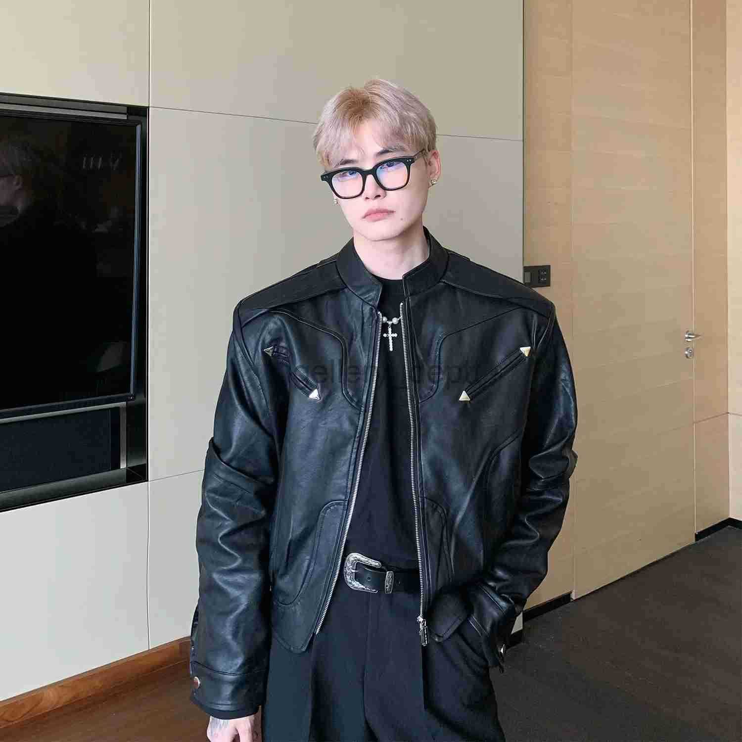 American Style Highend Feel Cropped Motorcycle Leather Jacket For Men Loose Fit Niche Design Trendy Outdoor Wear J250908