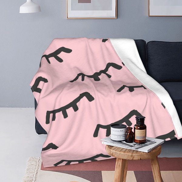 Blankets Eyelash Knitted Blankets Cartoon Beauty Glam Closed Eyes Flannel Throw Blanket Airplane Travel Decoration Soft Warm Bedspread 23080