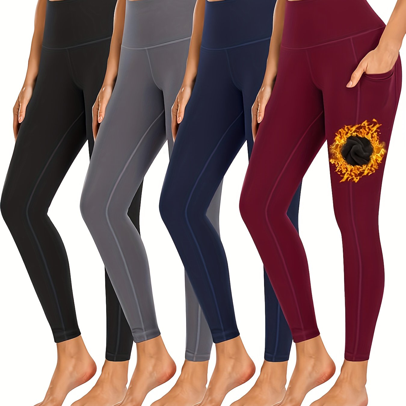TEMU Women's High-waisted -lined Leggings - Winter Tight-fitting Full-length Pants With -50°c Cold, Stretchable Tights For, & Casual Attire, Machine