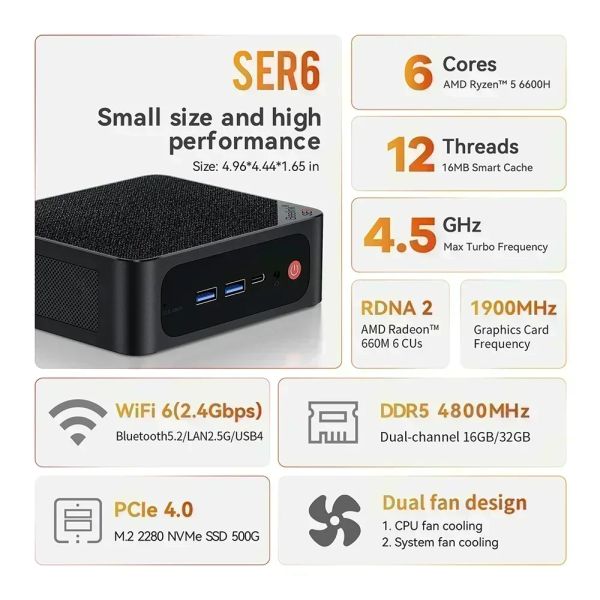 Beelink SER7 MAX AMD Ryzen 7 7840HS 5800H 5700U 5560U MINI PC Windows 11 PRO WIFI6 BT5.0 DDR4 500GB SSD Desktop Gaming Computer