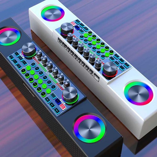 Multi functional real-time sound card with speaker Studio recording card microphone mixer speech converter real-time streaming audio mixer B