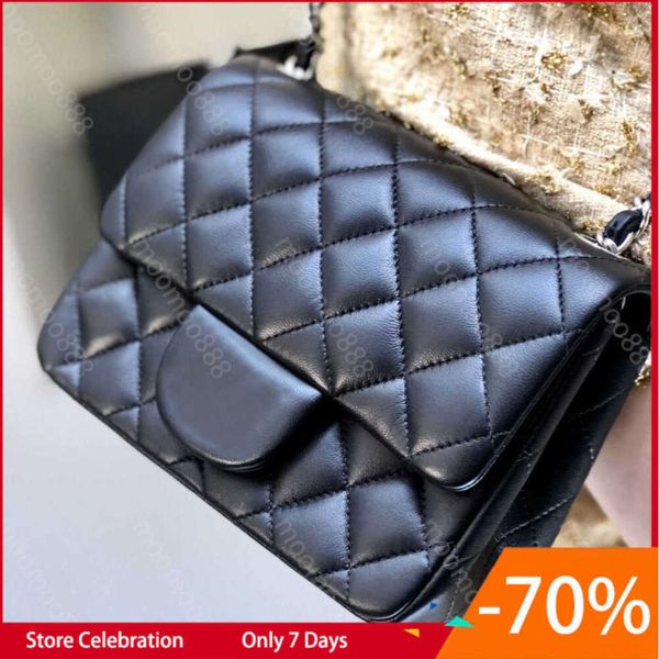 Shoulder Bags 10A Top Tier 17cm Mini Square Flap Bag Mirror Quality Women Real Leather Caviar Lambskin Quilted Classic Purse Luxury Designer