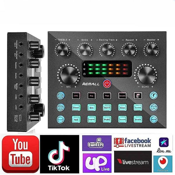 Real time sound card V8S audio USB external sound card Bluetooth microphone mixer Speech converter Real time streaming audio mixer B240815