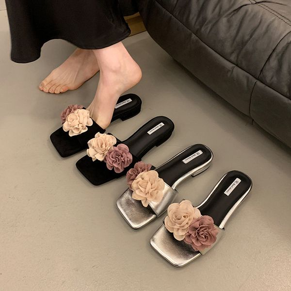 Women Fashion Slippers Fairy Style Sandals Flip-flops Outdoor Seaside Beach Vacation Wear Triple Black Pink Silver Free shipping
