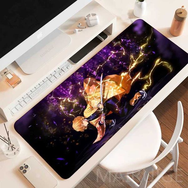 Demon Slayer Zenitsu Mousepads Gaming Accessories Kimetsu No Yaiba MousePad Gamer 40*90cm Large Desk Mat XXL Keyboard Mouse Pad O250118