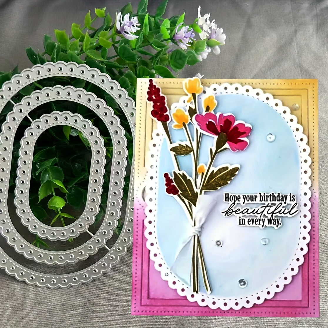 TEMU 1pc Lace Card Metal Cutting Dies, Diy Scrapbooking Embossing Stencil, Handmade Greeting Card Decoration Die Cutting Tool, Gift Card Making