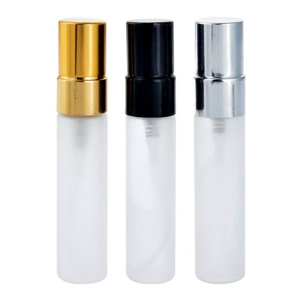 Spray Bottle Empty White Frost Glass Aluminum Pump Portable Cosmetic Packaging Perfume Refillable Small Sample Atomizer Vials 5ml 10ml