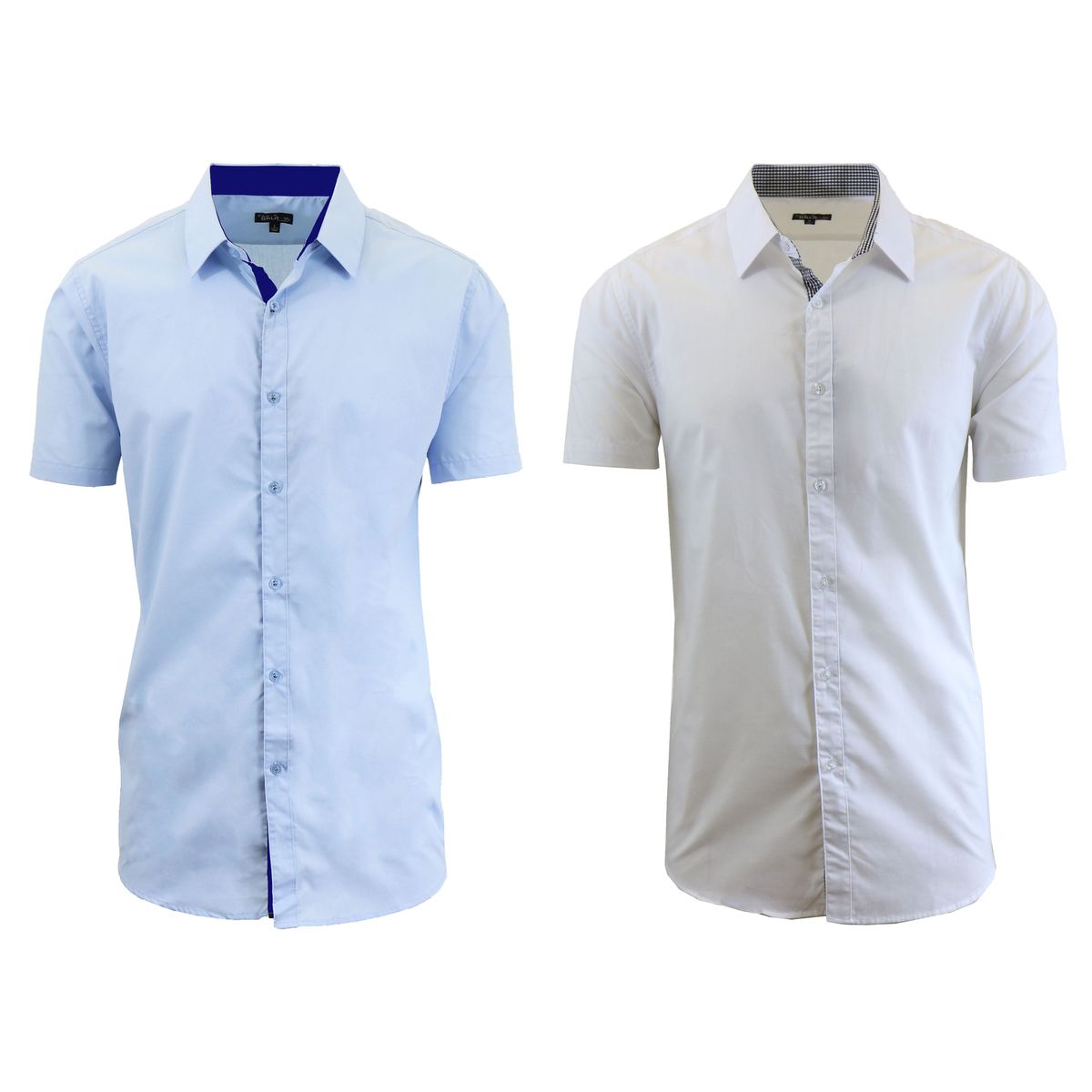 Men's Short Sleeve Dress Shirt (2-Pack) - Light Blue & White - X-Large