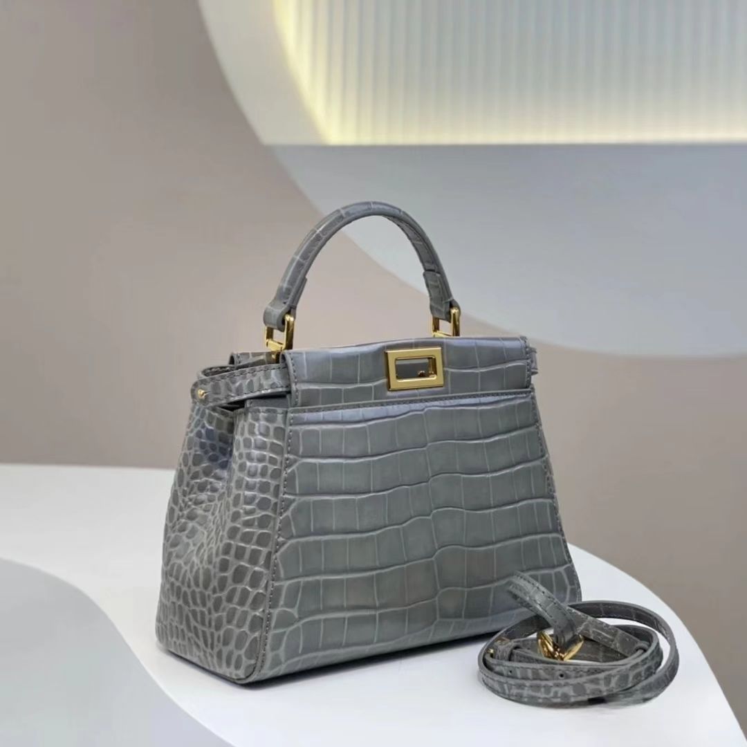 Designer Bag Luxury Crocodile Handbag Noble Lady Handle Tote Fully Handmade Agate Finishing Process in French Original Niloticus Crocodile 18K metal