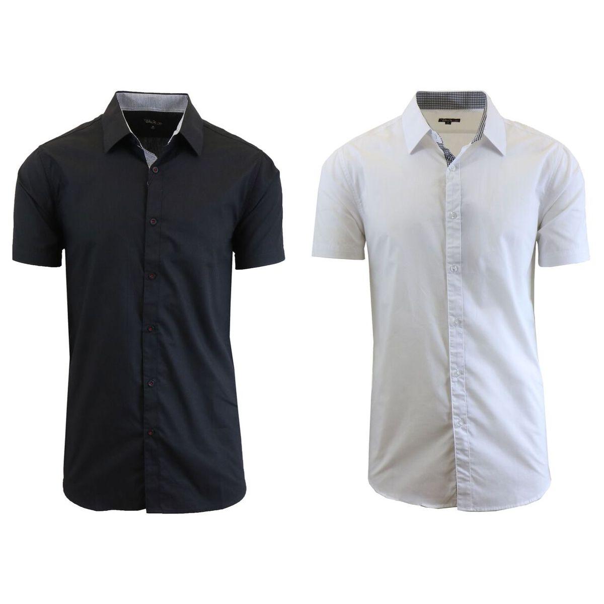 Men's Short Sleeve Dress Shirt (2-Pack) - Black & White - Small