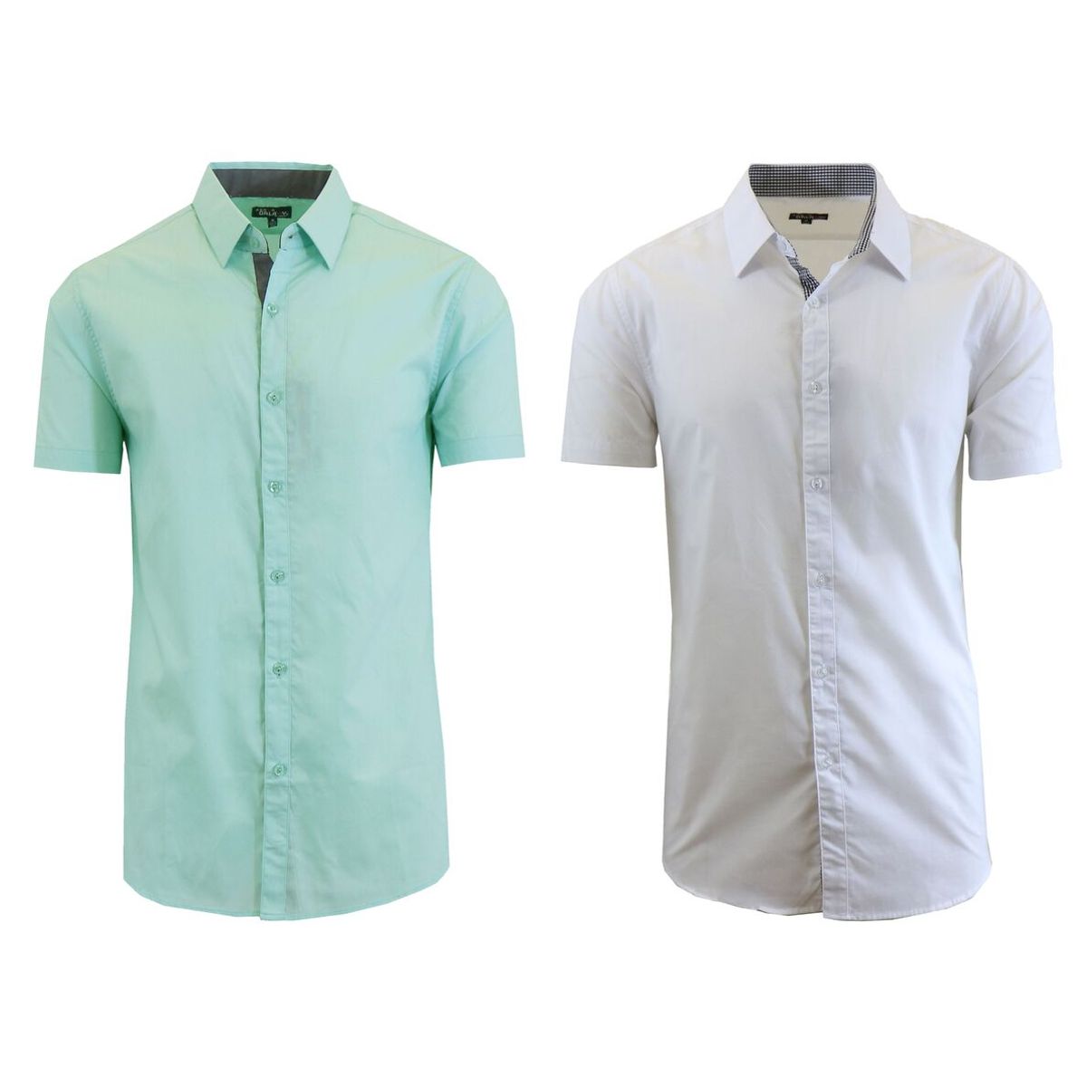 Men's Short Sleeve Dress Shirt (2-Pack) - Mint & White - Large