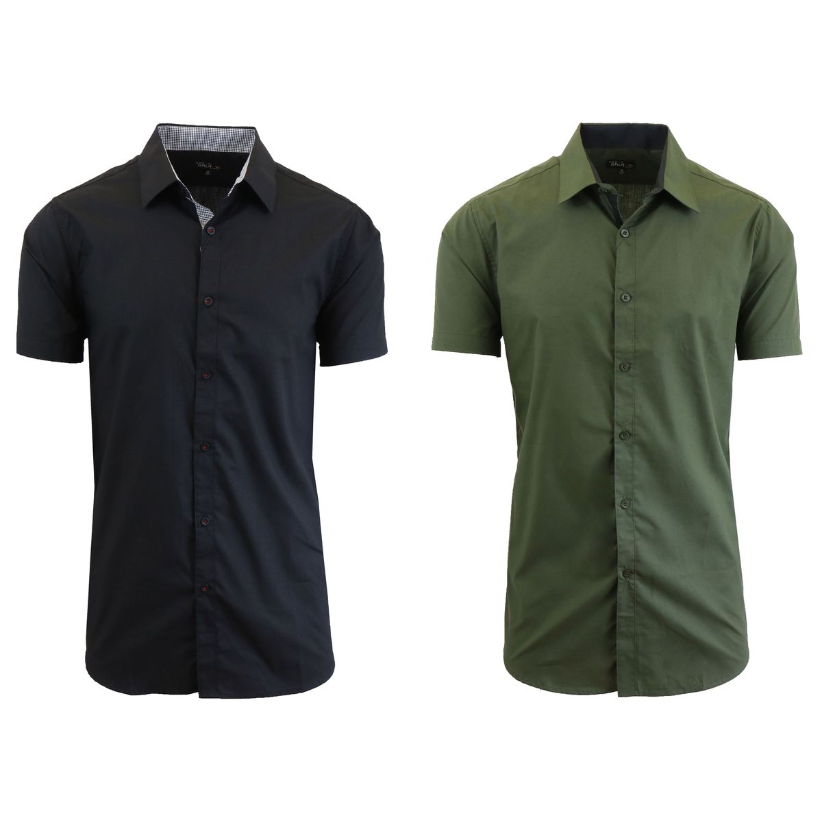 Men's Short Sleeve Dress Shirt (2-Pack) - Black & Olive - 2X-Large