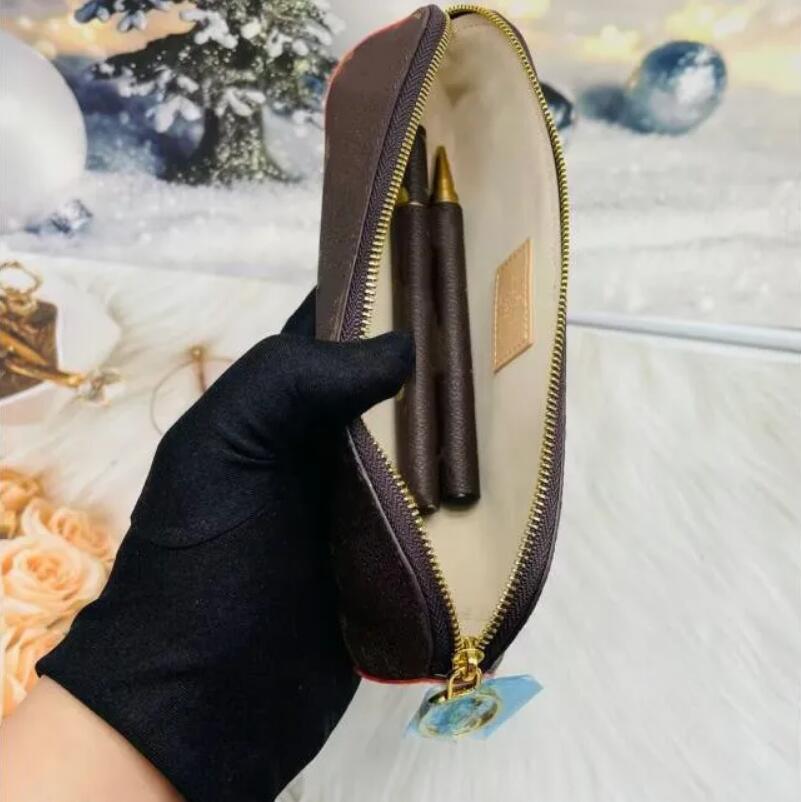 Designer Charm Jewelry Pouches with Zipper portable Leather Pen Bag Children&#039;s pencil case Lady Lipstick Eyebrow Pencil Storage Boxes 3 colors