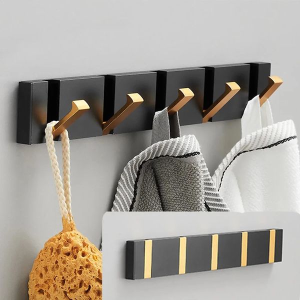 Folding Towel Holder Punchfree Wall Hooks Coat Clothes Rack Hanger Bathroom Shelf Kitchen Tools for Home Accessories 241022