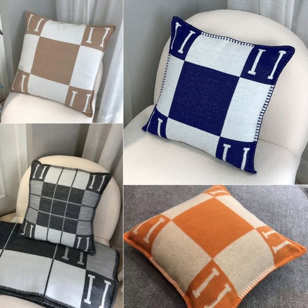 Letters Cushion Pillow Caban Blue Pumpkin Orange Cushion Pillowcase Cushion Pillow Crochet Soft Wool Plaid Sofa Fleece Knitted Cushion Cover