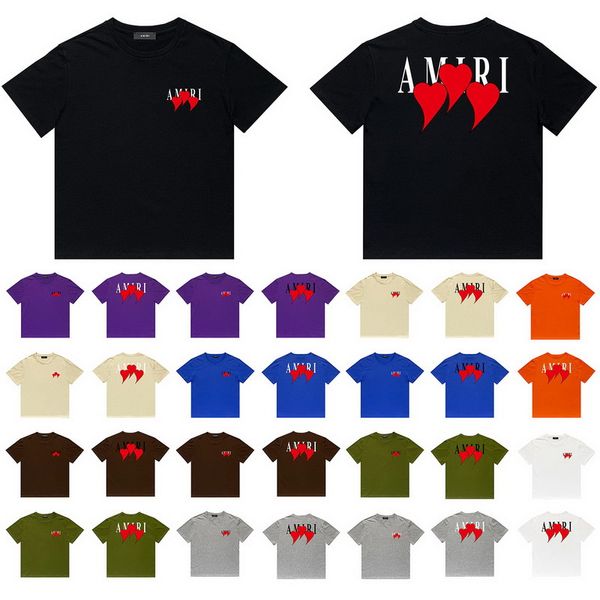 Summer couple designer t-shirt cotton crewneck tees streetwear man shirt white letter print t shirts amiryes short sleeve green