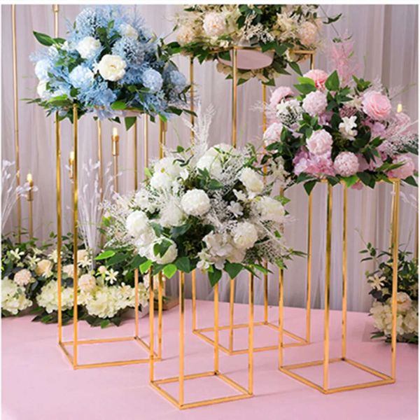 Pcs Vase Party Gold 4 Floor Decoratvases Column Stand Metal Road Lead Wedding Table Centerpiece Flower Rack Event