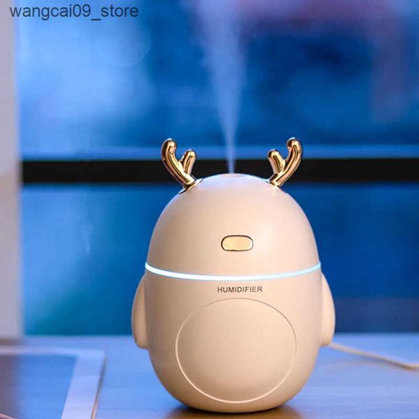 Humidifiers Lovely Deer Air Humidifier USB Ultrasonic Cool Mist Maker Fogger LED Light 3 in 1 Mini Aroma Diffuser Essential oil Humificador