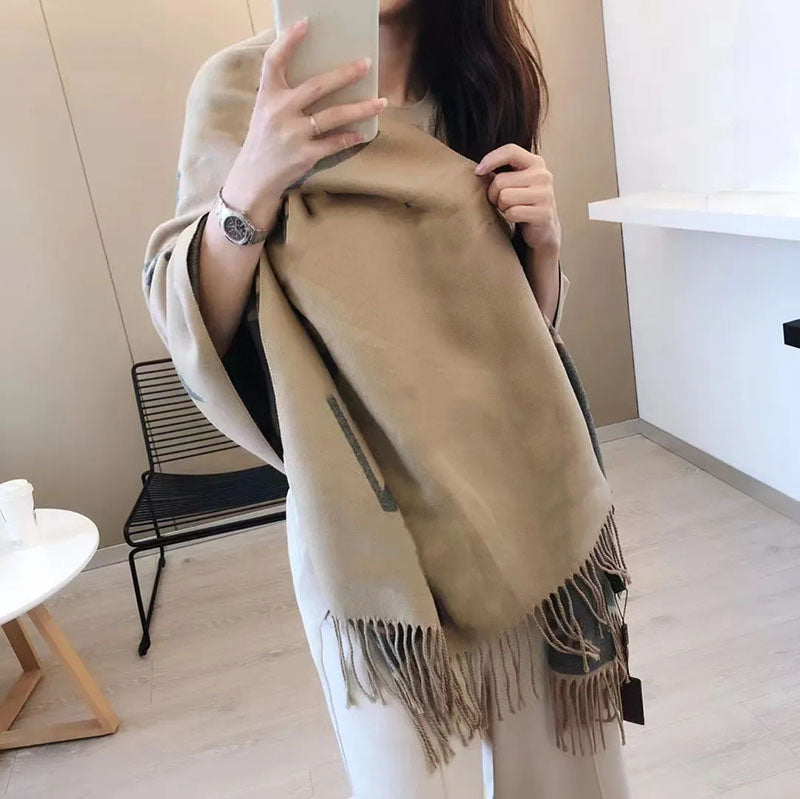 designer New Luxury Scarf Cashmere Thick Shawl Women Long Winter Wram Pashmina Wraps Hijab with Tassel Bufanda Foulard 2024 High quality gifts